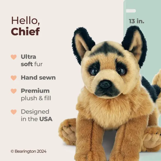 Bearington Chief The German Shepherd Stuffed Animal, 13 Inch Stuffed Dog, For Ages 3-14 Brown {2}