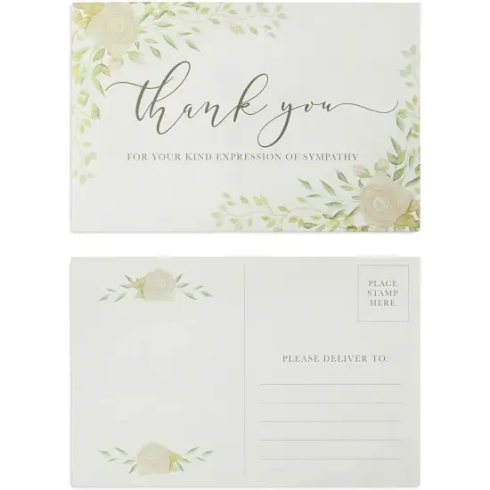 100-Count Thank You Cards for Funeral, Sympathy Blank Postcards, 4" x 6" White {4}