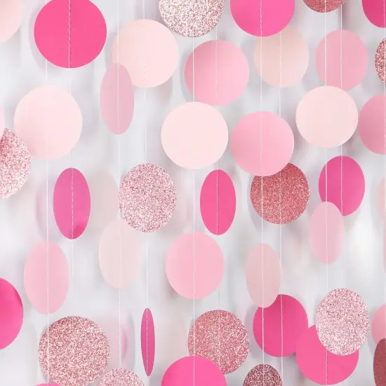 Hot-Pink Rose-Gold Party Decorations Garland - 52ft Wedding Bridal Shower Hanging Decoration Streamers Banner,Baby Girl Birthday Bachelorette Engagement Mohters Brunch Decor Panduola {1}