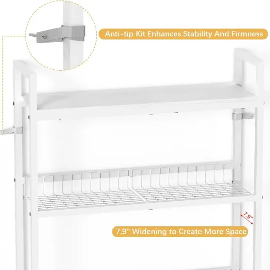 3-Tier Industrial Over-The-Toilet Storage Shelf | Freestanding Bathroom Organizer with Toilet Paper Holder & 4 Hooks | Heavy-Duty Metal Wire Rack, Space-Saving Brown Design {3}
