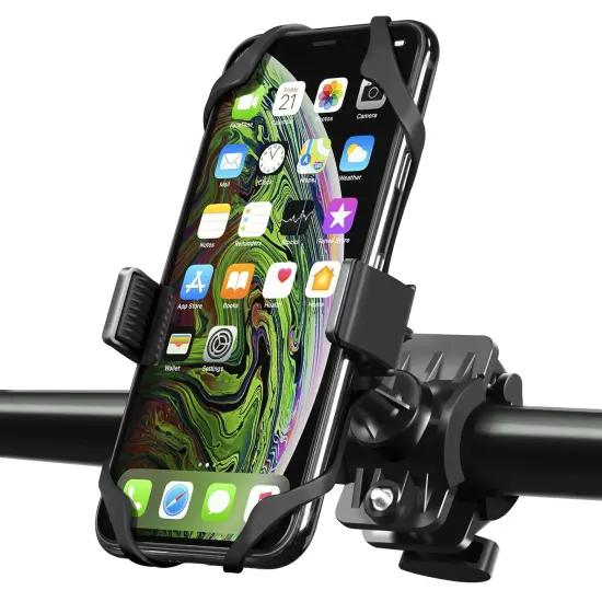 360&deg; Universal Phone Mount for Bike Motorcycle, Bicycle Adjustable Holder with Grip for iPhone 15 14 13 Pro Max Samsung Android Smartphone, Black {1}