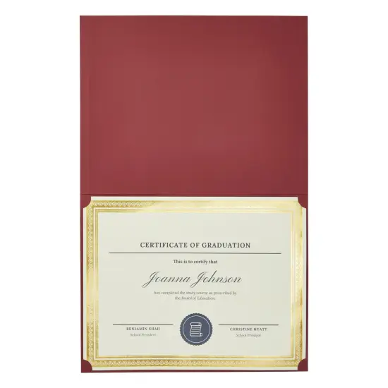 12-Pack Award Certificate Holders - Bulk Certificate Holders for Graduation, Diploma, Employee Appreciation, Certifications (fits 8.5x11) Red {6}