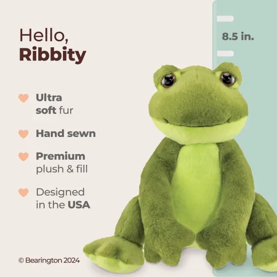 Bearington Ribbity Plush Frog Stuffed Animal, 8.5 Inches, For Ages 1-14 Green {2}
