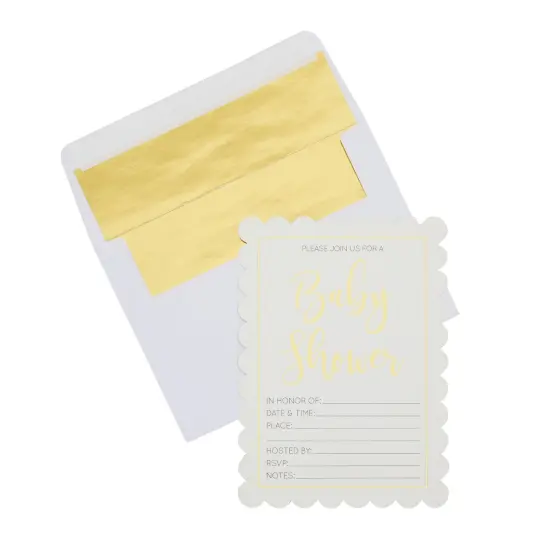 A7 Invitation Envelopes with Gold Lining for Wedding (White, 5x7 In, 50 Pack) {7}