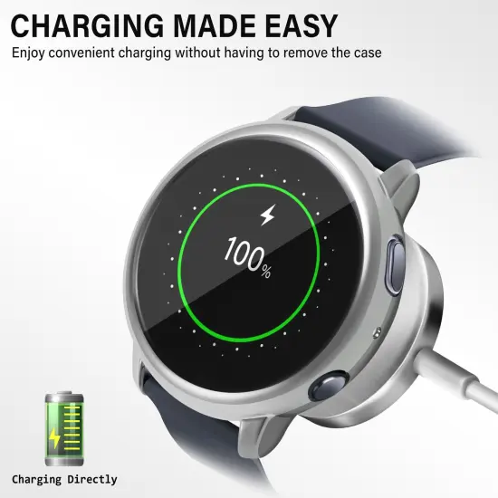 Insten 2-Pack Case For Samsung Active 2 44mm, Built in Screen Protector Soft TPU Bumper Cover, Full Around Coverage (Black + Silver) {3}