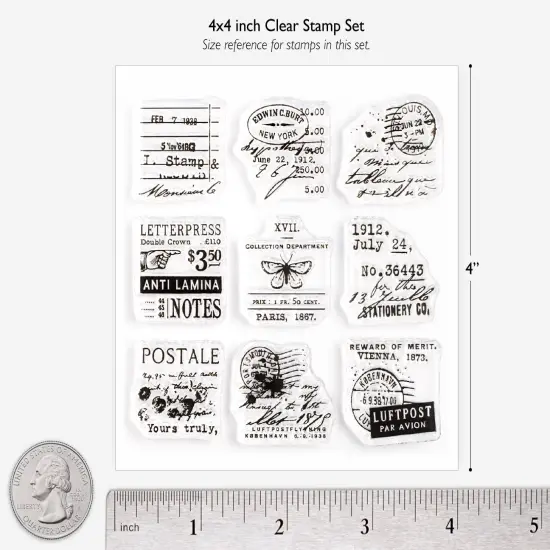 1 inch Small Vintage-Style Collage Stamps on 4x4 inch Sheet by Wintertime Crafts {4}