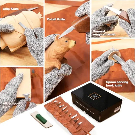 Wood Carving Tools Deluxe-Whittling Knife,Wood Carving Kit,Wood Whittling Kit for Beginners,Spoon Carving Kit,Woodworking Tools Set Large Wood Carving Knife Set {3}