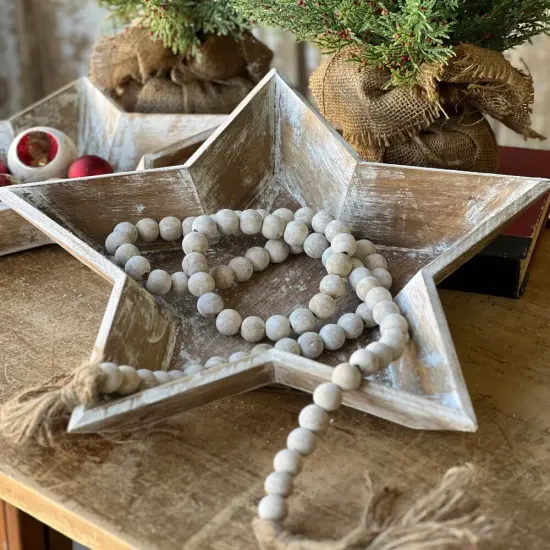 Beaded Garland 59" &ndash; Decorative Wooden Beads for Mantel, Tabletop, Holiday & Everyday Home D&eacute;cor - Holiday Tree {3}