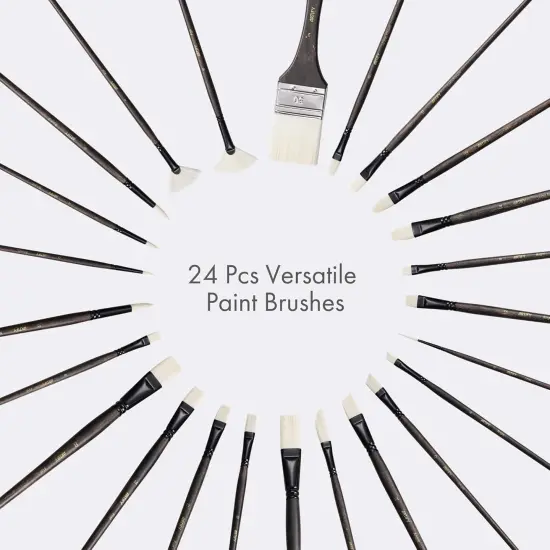 ARTIFY Oil Paint Brush Set, 24 Pieces Long Handle Hard Nylon Hair Acrylic Paint Brushes, Professional Artist Paint Brushes for Oil, Acrylic, and Watercolor Painting {6}