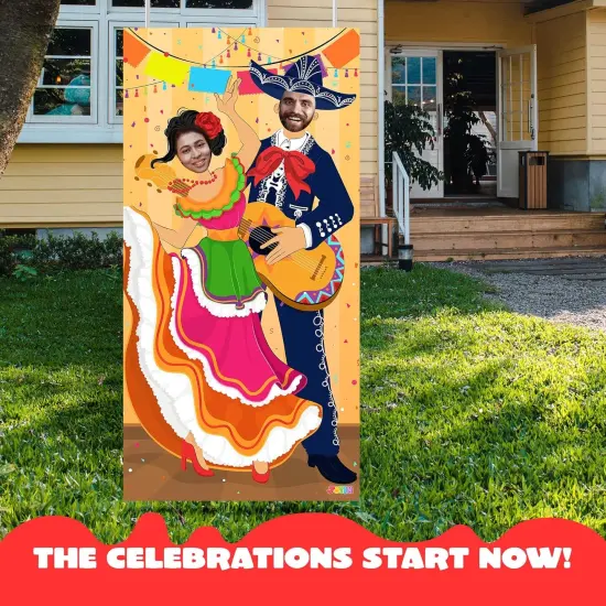 Cinco de Mayo Fiesta Couple Photo Door Banner for Party Supplies, Mexican Photography Backdrop Decoration, Mexican Theme Photo Booth Background, Party or Festivals {5}