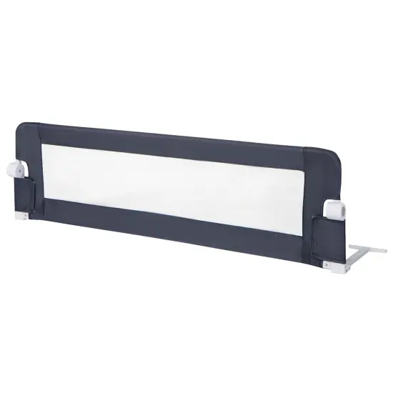 Babyjoy 60" Toddler Foldable Bed Rail with Adjustable Safety Strap Bedrail Guard White/Gray {8}