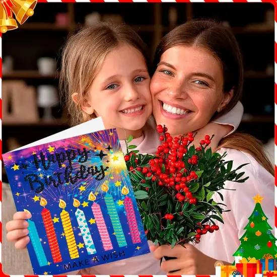 Diamond Art Painting Happy Birthday Cards, 8 Packs DIY 5D Diamond Greeting Cards Kits for Adults Diamond Art Birthday Cards with Envelopes Birthday Gifts for Families, Friends, Partners {3}