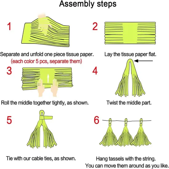 20PCS Shiny Tassel Garland Tissue Paper Tassel Banner,Table Decor,Tassels Party Decor Supplies - Rose Gold,Peach Color,Light Pink,White {5}