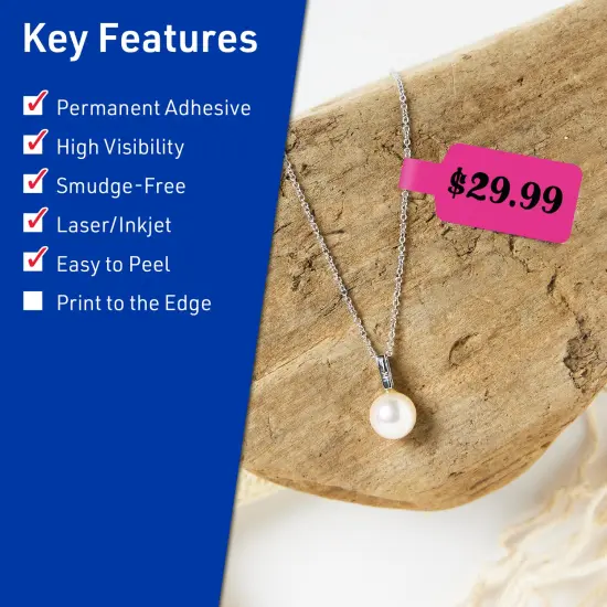 Avery Neon Magenta Paper Labels, 0.5" x 2.5" Barbell {2}