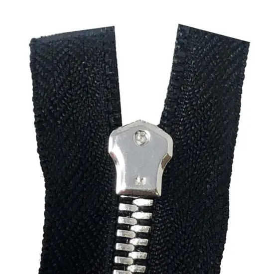 5MM One Way Non Separating Closed Bottom Zipper Black Tape Nickel Teeth 7" {4}