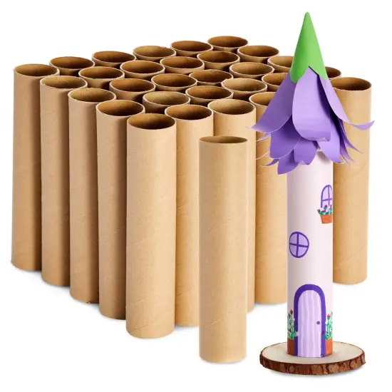 30 Pack Cardboard Tubes, 1.6x8“ Empty Toilet Paper Rolls For Crafts and Art Projects, DIY Brown Crafting Paper Roll for Classrooms, Dioramas, and Decorations {1}