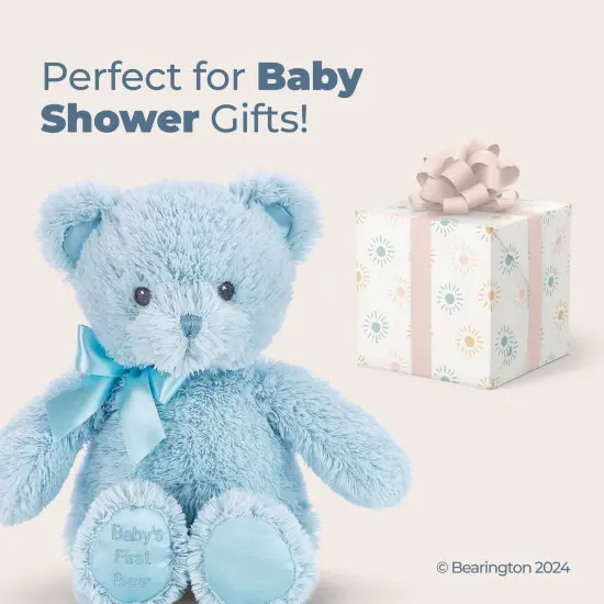 Bearington Baby's First Teddy Bear Plush, Blue, 12 Inch Blue Stuffed Animal, For Ages 0-14 {5}