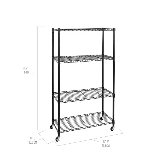 Seville Classics 4-Tier NSF Steel Wire Shelving Unit, 36" W x 14" D x 56.25"H White {5}