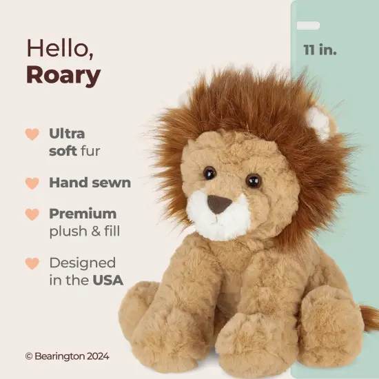 Bearington Roary Lion 11 Inch Stuffed Lion - Stuffed Animal - Plush Lion, For Ages 1-14 Brown {2}