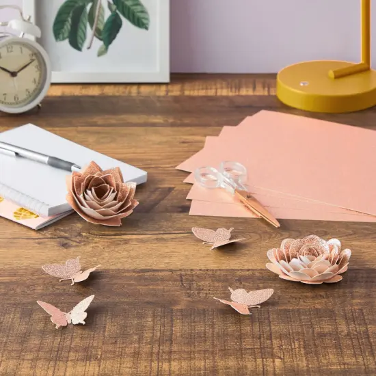 Bright Creations 24 Sheets Rose Gold Glitter Cardstock Paper 8.5 x 11 for Scrapbooking, DIY Projects, Arts and Crafts (280gsm) Pink {4}