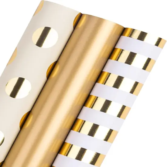 Gold Wrapping Paper Roll - Mini Roll - 3 Rolls - 17 Inch X 120 Inch Per Roll {1}