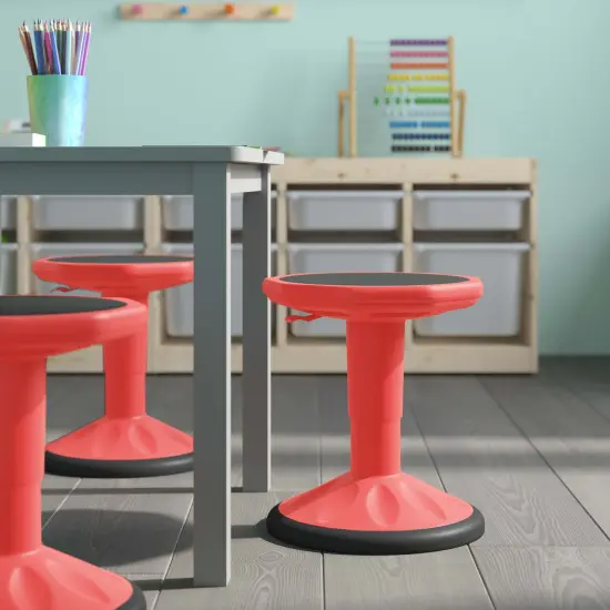 Emma and Oliver Saylor Height Adjustable Active Motion Stool for Kids with Weighted Rubber Non-Slip Bottom Red {6}
