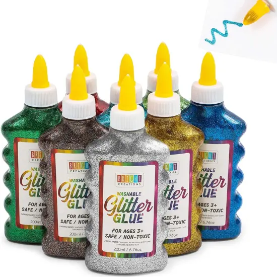 8 Pack Glitter Glue, 6.76 oz Each, Metallic Colors &ndash; Ideal for DIY, School Projects, Arts and Crafts, Easy Squeeze Bottles for Kids and Adults Multicolor {1}