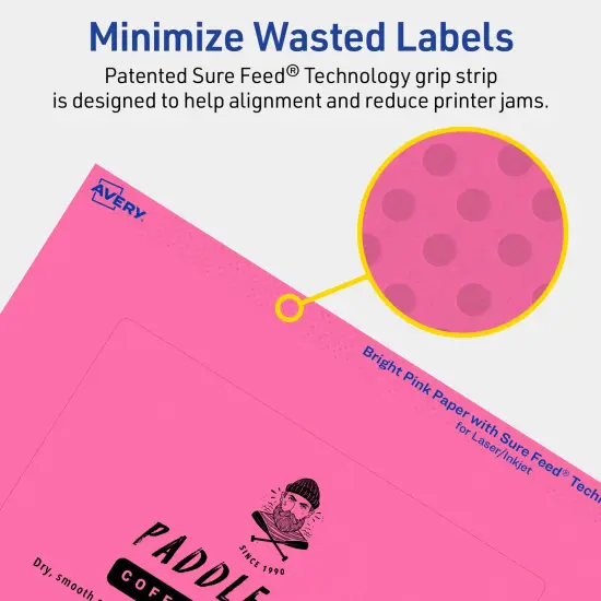Avery Bright Pink Paper Labels, 4" x 6" Rectangle {4}
