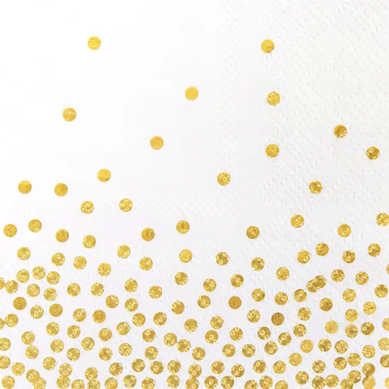 100 Pack Disposable White and Gold Paper Cocktail Napkins for Wedding Reception, Polka Dot Party Supplies (5 x 5 In) {4}
