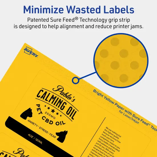 Avery Bright Yellow Paper Labels, 3" x 6" Rectangle {4}