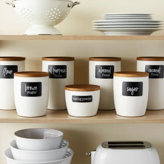 Talented Kitchen 128 Pieces Chalkboard Pantry Labels for Food Containers, Preprinted White Script on Black Stickers for Jars, Kitchen Canisters (Water Resistant) {2}