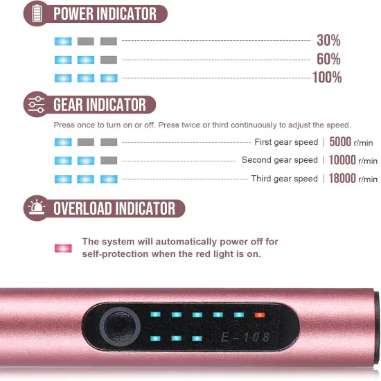 Electric Engraving Pen with 37 Bits, USB Rechargeable Cordless Engraving Machine, Portable DIY Rotary Engraver for Jewelry Wood Glass Stone Carving (Rose red) {3}
