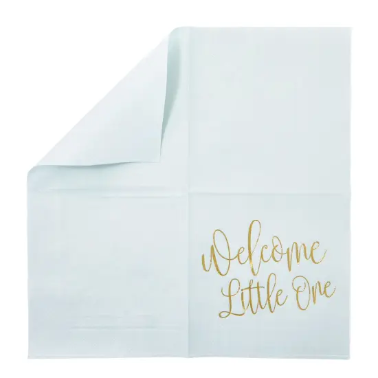 BLUE PANDA 50-Pack Welcome Little One Baby Shower Napkins for Girls - Gold Foil Gender Reveal Decorations - Pink (5x5 In) {5}