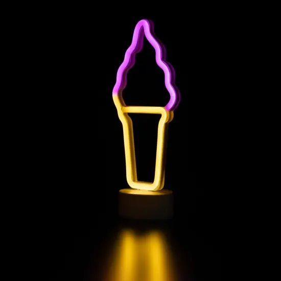 Northlight LED Ice Cream Cone Neon Table Light - 12" Pink {5}