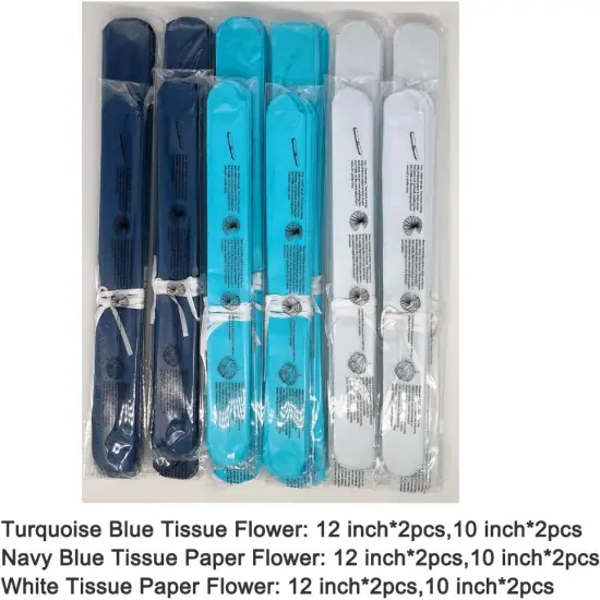 Paper Flower Tissue Pom Poms Party Supplies (navy blue,turqoise blue,white,12pc) {5}