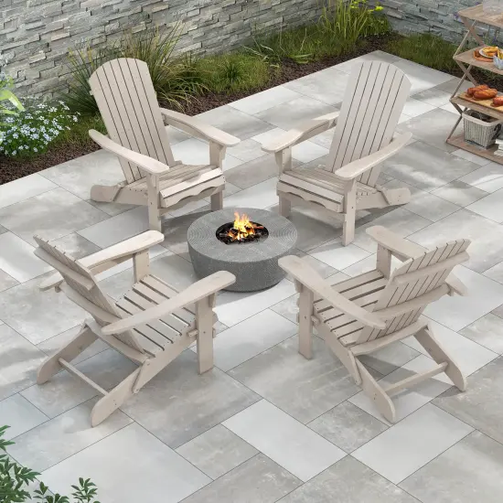 Costway Folding Adirondack Chair Set of 1/4 with High Backrest & Wide Armrests Wooden Grey {2}