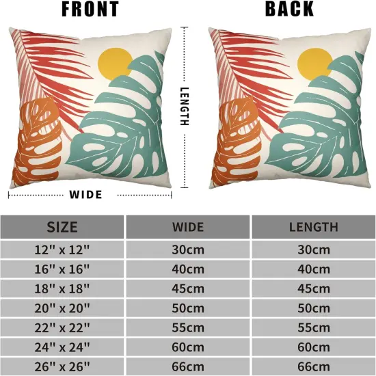 Set of 2 Summer Tropical Leaves Throw Pillow Covers Palm Banana Leaf Pillow Covers 18x18 Abstract Sun and Monstera Leaf Cushion Case for Sofa Patio Indoor Outdoor Decor {4}