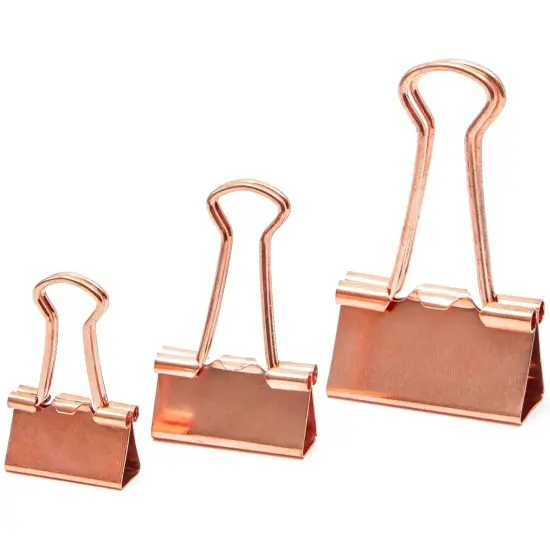 150 Pack Rose Gold Binder Clips Paper Clamps, 3 Assorted Size: Small, Medium, Large File Clips for School Files Documents, Modern Office Supplies {5}