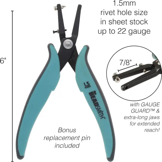 The Beadsmith Metal Hole Punch Pliers, with Gauge Guard, 1.5mm Rivet Hole Size in Sheet Stock up to 22 Gauge {2}