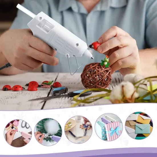 8 Pieces Mini Glue Gun for Class Project, Macaron Color Hot Melt Gun with 40 Glue Sticks, Low Temp Glue Gun with Burn Protection for Kids School DIY Arts Project Home Quick Repairs, 20 W {4}