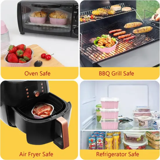 10oz Mini Cake Pans With Lids 40 Pack,LNYZQUS Aluminum Foil Square Brownie Baking Cups,Disposable 4&rdquo;x4&rdquo; Large Cupcake Pan,Jumbo Muffin Tin Ramekins Holders-Pink {5}