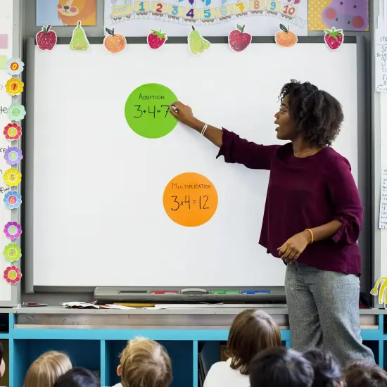 24 Pack 11-inch Dry Erase Spots and Sticker Dots for Classroom Tables - Peel and Stick Circles for Teachers and School Essential Supplies (8 Colors) {3}