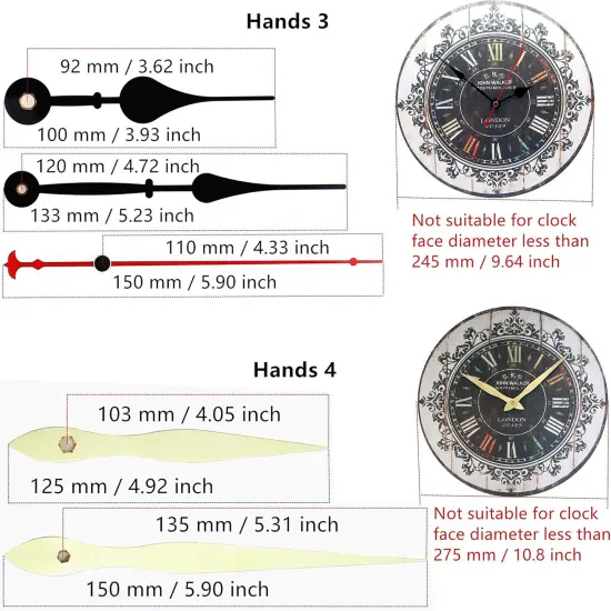 12888 Quartz DIY Wall Clock Movement Mechanism Repair Parts Replacement Kit Sweep Silent Movement,13mm (1/2 Inch) Maximum Dial Thickness, 23mm (29/32 Inch) Total Shaft Length.(Black Hand) {5}