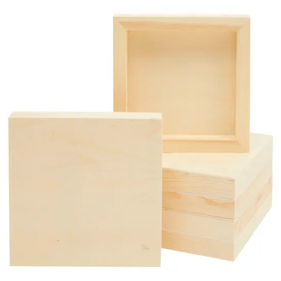 6 Pack Unfinished Wood Canvas Boards for Painting, 6x6 Square Wooden Panels for Crafts Brown {1}