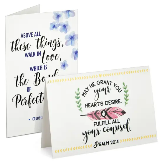 120 Pack Christian Greeting Cards Bulk with Envelopes, Religious Encouragement Scripture, 20 Inspirational Bible Verse Designs (4x6 In) {7}