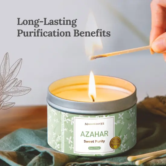 Magnificent 101 Long Lasting Flower Tin Candles with AZAHAR Orange Blossom Scented | 6 Oz - 35 Hour Burn | Made of Natural Soy Wax for Manifestation, Purification & House Energy Cleansing Multicolor {2}