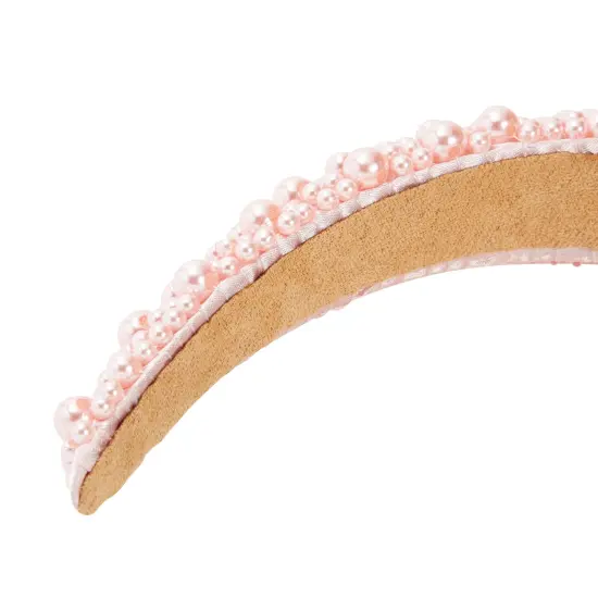 2 Pack Crystal Headbands for Women, Padded Pearl Headband (Light Pink, White) Multicolor {5}