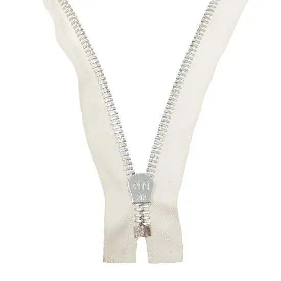 8MM Closed Bottom Zipper with KTA Pull &ndash; White Tape, Nickel Teeth {5}