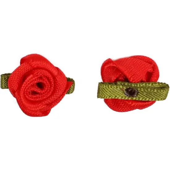 Bright Creations 200 Pack Ribbon Red Rose Flower Heads for Faux Floral Decor, Bulk Artificial Flowers, Fake Roses for Valentine&rsquo;s Day, Gift Wrapping, Crafts and Party Supplies (0.6 inch) {4}