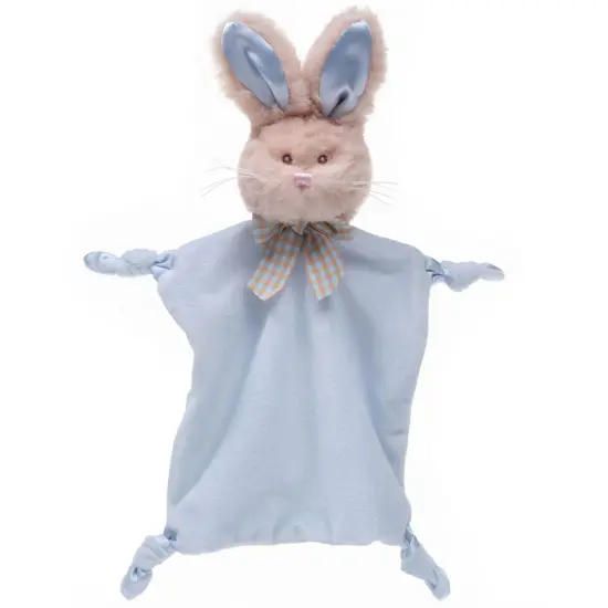 Bearington Baby Wee Waggles, 8 x 7 Inch Small Bunny Tail Stuffed Animal Baby Boy Lovey, Baby Security Blanket Blue {1}